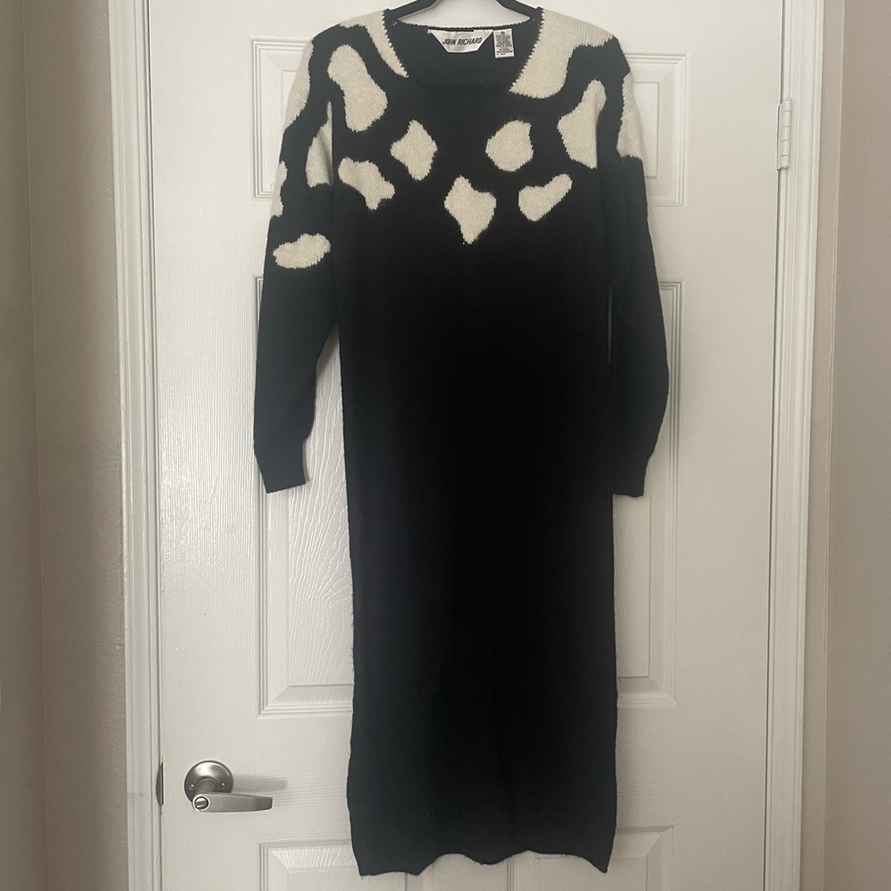 RARE 'Spot Pattern' Vintage 80s John Richard Nordic Angora Sweater Dress (Sz M)
